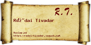 Rádai Tivadar névjegykártya